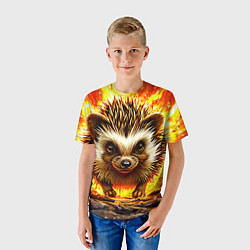Футболка детская Еж в огне, цвет: 3D-принт — фото 2