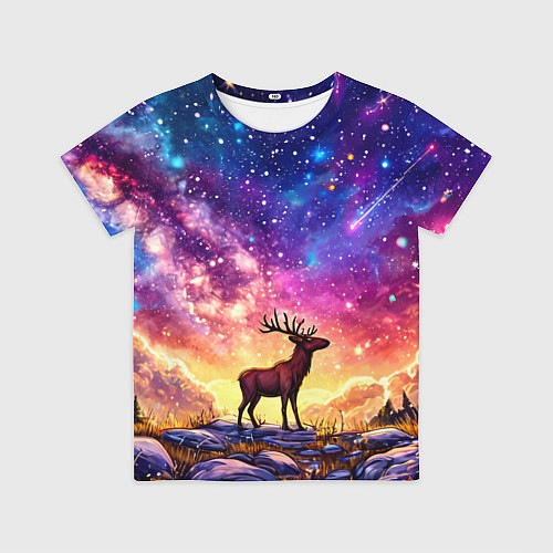 Детская футболка Лось и звездное небо / 3D-принт – фото 1