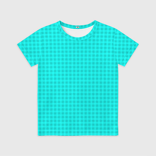Детская футболка Неоновый голубой паттерн клетка / 3D-принт – фото 1