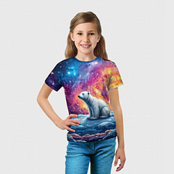 Футболка детская Белый медведь и звездное небо, цвет: 3D-принт — фото 2