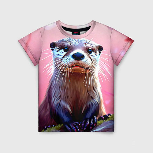 Детская футболка Выдра в розовом цвете / 3D-принт – фото 1