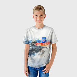 Футболка детская Русский солдат и синий герб РФ, цвет: 3D-принт — фото 2
