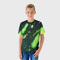 Футболка детская Зеленые кислотные брызги, цвет: 3D-принт — фото 2