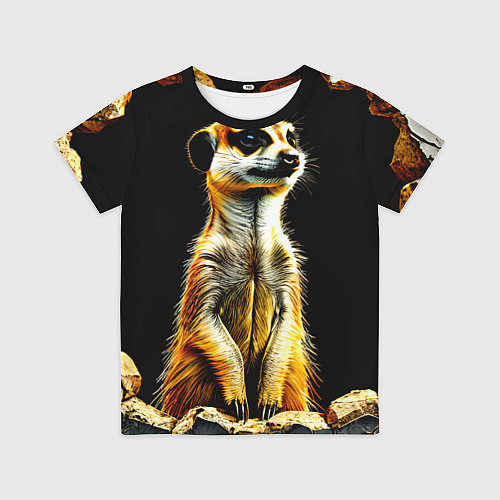 Детская футболка Сурикат на черном / 3D-принт – фото 1