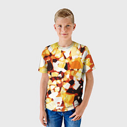 Футболка детская Жёлто-белая абстракция на чёрном фоне, цвет: 3D-принт — фото 2