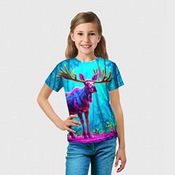 Футболка детская Лось в сереневом свете, цвет: 3D-принт — фото 2