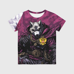 Футболка детская Волк с золотым гербом РФ, цвет: 3D-принт