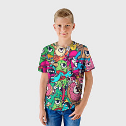Футболка детская Color doodle monsters, цвет: 3D-принт — фото 2