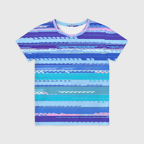 Детская футболка Морской сине-голубой абстрактные полосы / 3D-принт – фото 1