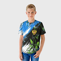 Футболка детская Герб России на камуфляже, цвет: 3D-принт — фото 2