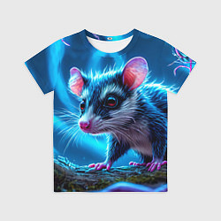 Футболка детская Опоссум в синей туманности, цвет: 3D-принт