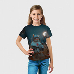Футболка детская Котенок рыцарь, цвет: 3D-принт — фото 2