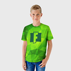 Футболка детская Fortnite green poly, цвет: 3D-принт — фото 2