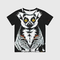 Футболка детская Лемур на черном, цвет: 3D-принт
