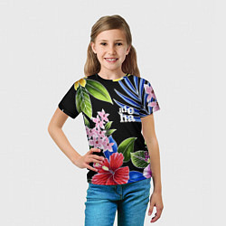 Футболка детская Tropical flowers - aloha, цвет: 3D-принт — фото 2