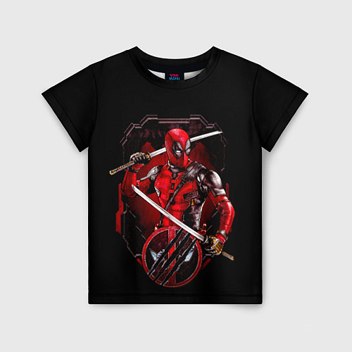 Детская футболка Дэдпул с катанами / 3D-принт – фото 1
