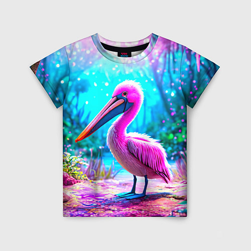 Детская футболка Пеликан в сказачном лесу / 3D-принт – фото 1