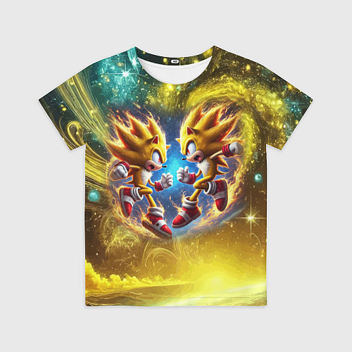 Детская футболка Sonic and Shadow battle in space - movie / 3D-принт – фото 1