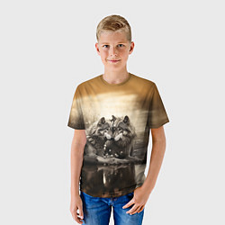 Футболка детская Любовь волка и волчицы, цвет: 3D-принт — фото 2