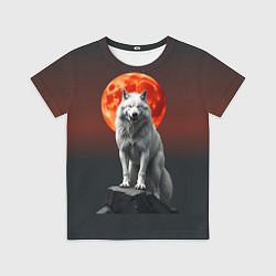 Футболка детская Белый волк в ночи, цвет: 3D-принт