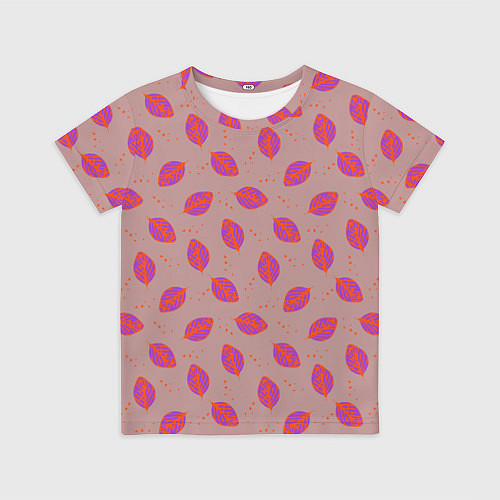 Детская футболка Узор из пурпурных листьев / 3D-принт – фото 1