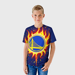 Футболка детская Голден Стэйт Уорриорз в огне, цвет: 3D-принт — фото 2
