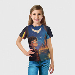 Футболка детская Удивленный Гарри Поттер и сова, цвет: 3D-принт — фото 2