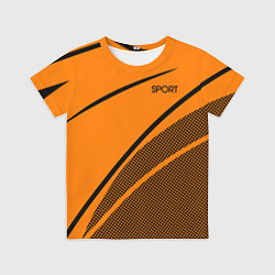 Футболка детская Sport оранжевый с чёрным точечный, цвет: 3D-принт