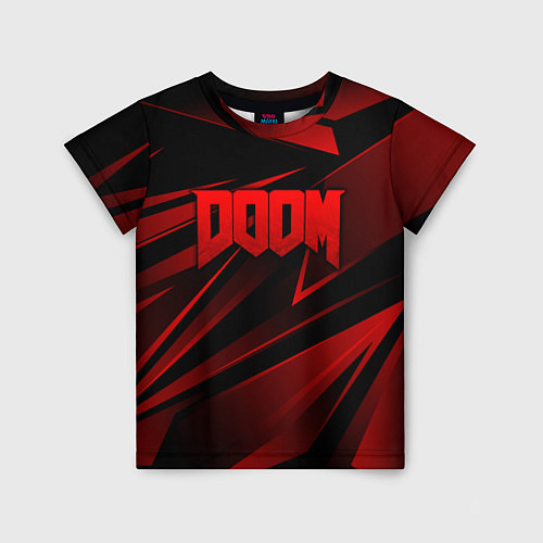 Детская футболка Doom - красная абстракция / 3D-принт – фото 1