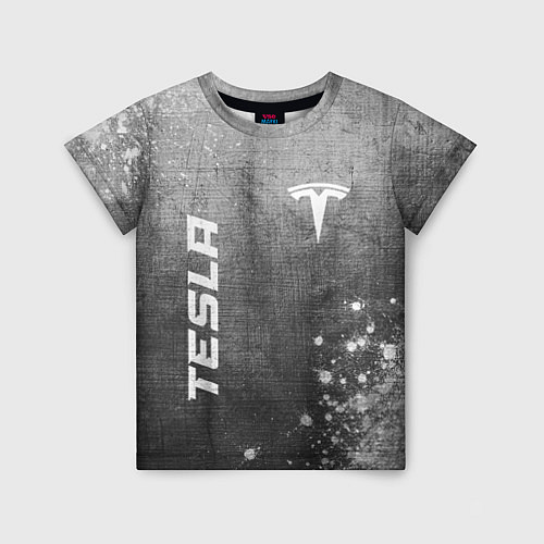 Детская футболка Tesla - grey gradient вертикально / 3D-принт – фото 1