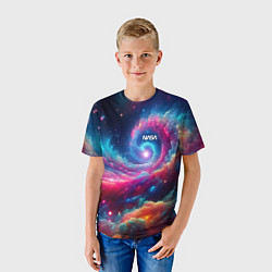 Футболка детская Неоновая галактическая спираль - нейроарт, цвет: 3D-принт — фото 2