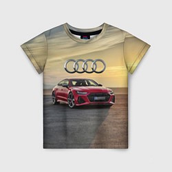 Футболка детская Audi RS 7 на закате солнца, цвет: 3D-принт