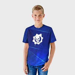 Футболка детская Gears of War blue poly, цвет: 3D-принт — фото 2