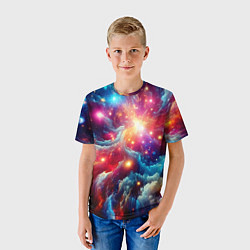 Футболка детская Colorfull neon space clouds - ai art fantasy, цвет: 3D-принт — фото 2