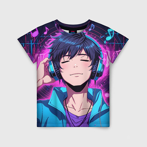 Детская футболка Любитель музыки / 3D-принт – фото 1