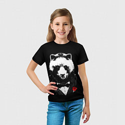 Футболка детская Панда в черном костюме, цвет: 3D-принт — фото 2