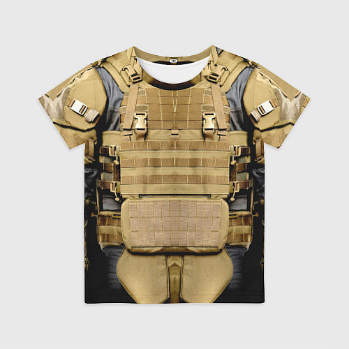 Детская футболка Бронежилет цвета хаки армейский / 3D-принт – фото 1