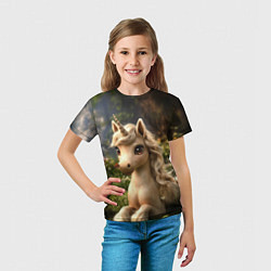 Футболка детская Единорожка кофейного цвета, цвет: 3D-принт — фото 2