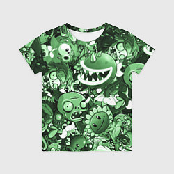 Футболка детская Растения против зомби в зеленом цвете, цвет: 3D-принт