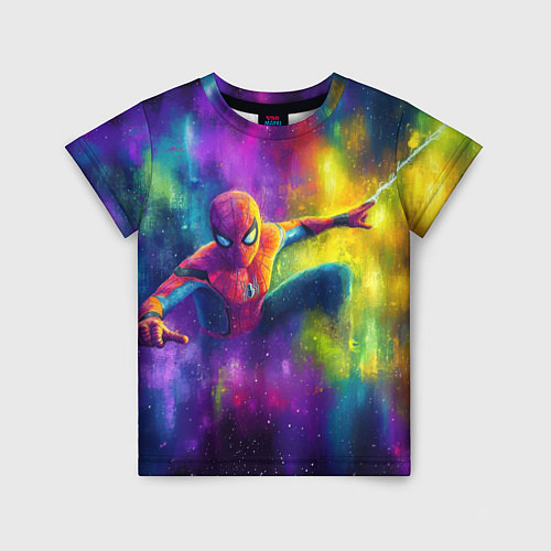 Детская футболка Человек - паук радужные краски / 3D-принт – фото 1