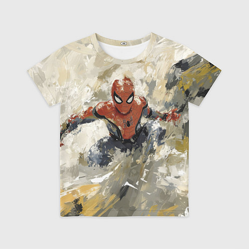 Детская футболка Человек - паук маслом / 3D-принт – фото 1