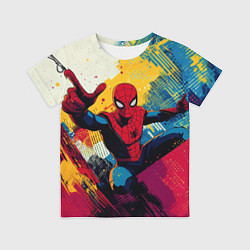 Футболка детская Человек паук висит на паутине, цвет: 3D-принт