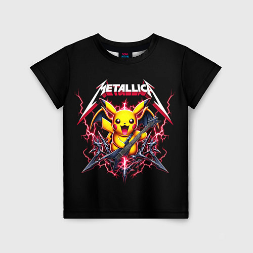 Детская футболка Metallica - cool Pikachu / 3D-принт – фото 1