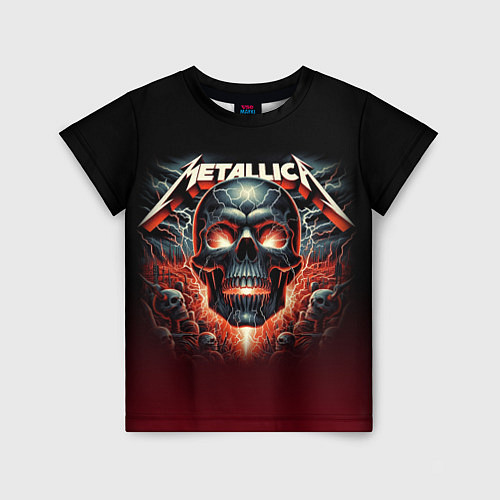 Детская футболка Metallica - fire skull / 3D-принт – фото 1