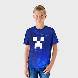 Футболка детская Minecraft blue poly, цвет: 3D-принт — фото 2