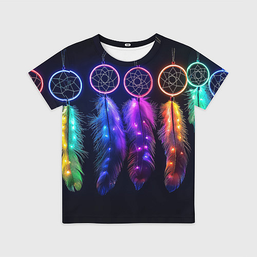 Детская футболка Ловцы снов - свечение перьев / 3D-принт – фото 1