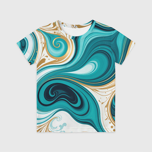Детская футболка Бирюза и золото / 3D-принт – фото 1