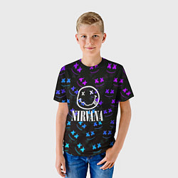 Футболка детская Nirvana x marshmello neon, цвет: 3D-принт — фото 2