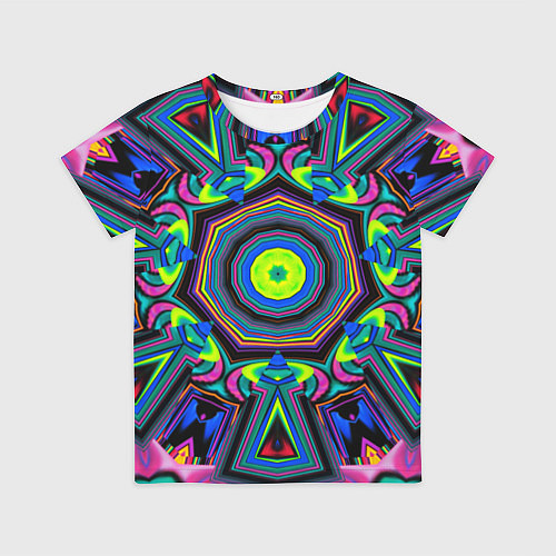 Детская футболка Оптический узор неоновые краски / 3D-принт – фото 1