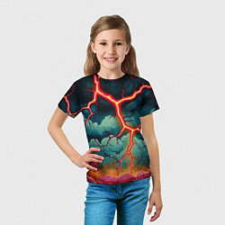 Футболка детская Молнии в виде разлома, цвет: 3D-принт — фото 2